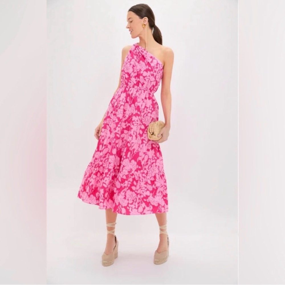 Hyacinth House Sybil Pink Floral One-Shoulder Maxi Dress